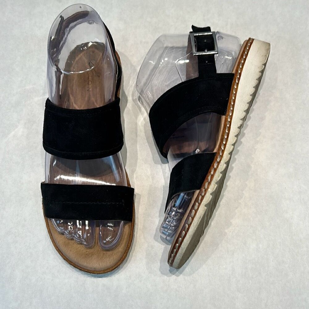 Caslon Black Suede Leather Claire Slingback Sandals Womens Sz 6 Adjustable Buckl